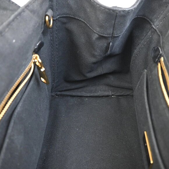PRADA Logo Canapa 2Way Shoulder Hand Bag Canvas Leather Black GHW Italy - Picture 8 of 16